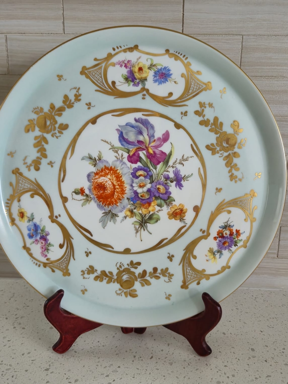 Vintage Limoges France 12" Porcelain Platter - Hand-Painted Floral & Heavy Gold